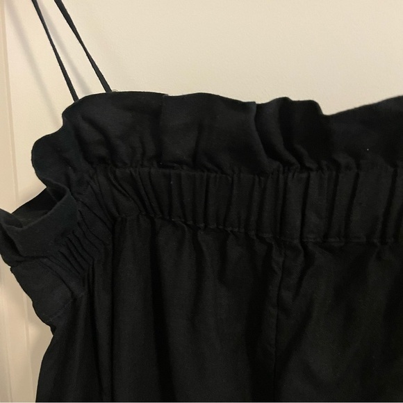 Banana Republic Linen Blend Wide Leg Ruffle Neckline Jumpsuit Black Size Small - Picture 7 of 14